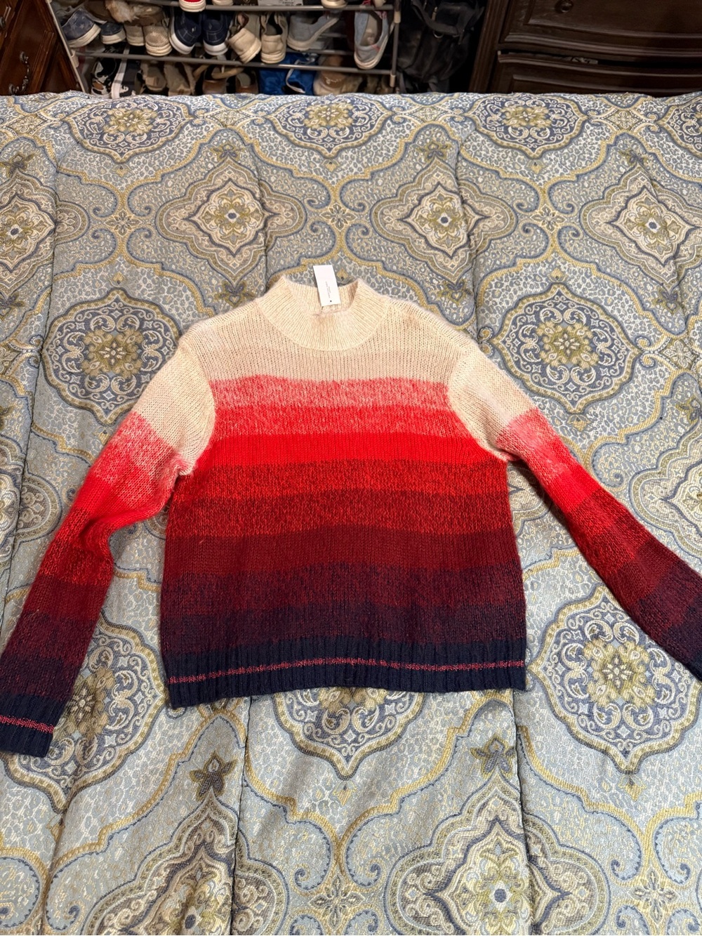 American Eagle Outfitters Red to Cream Ombre Turtleneck Sweater